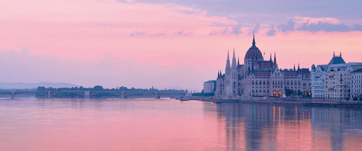 The Hungarian Parliament Building at dusk